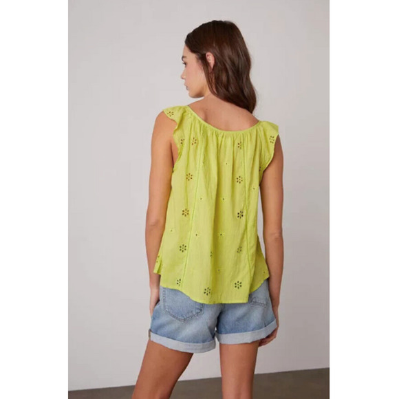 VELVET by GRAHAM & SPENCER NWT Coco Cotton Eyelet Ruffle Tank Blouse Top // L - Picture 2 of 14